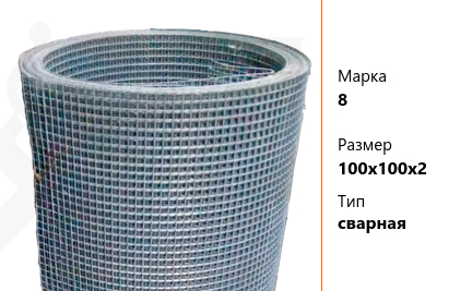 Сетка стальная 100х100х2 мм 8 ТУ У 322-00190319-1172-95 сварная